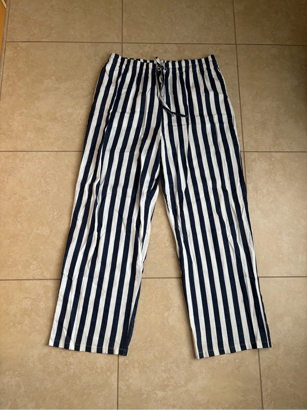 ASOS Navy and White Vertical Stripe Drawstring pants